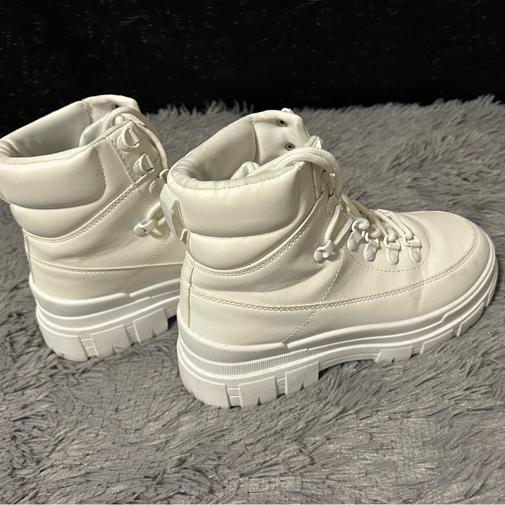 White Combat boot